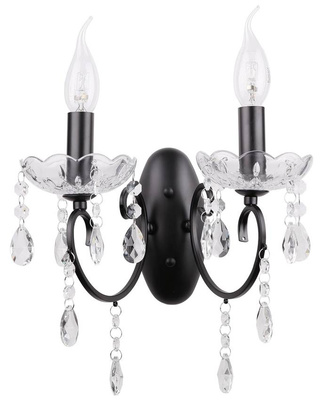 Applique murale noire double avec cristaux Aurora Candellux 22-73723