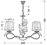 Hängelampe Chrom / Gold Kronleuchter 3x40W E14 Denis Candellux 33-23421