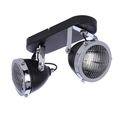 Crazy plafonnier bande noire 2x15w gu10 abat-jour incolore