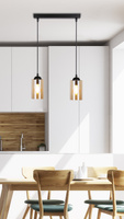 Hanging lamp black/brown strip 2xE27 Bistro 32-00538