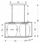 SATER lampa wisząca czarny 2x40W E27 klosz złoty
