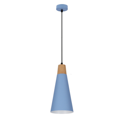 Hängelampe blaues Metall + Holz Faro Ledea 50101258