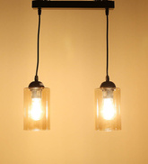 Lampe suspendue bande noire/marron 2xE27 Bistro 32-00538