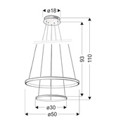 Hanging lamp LED 40W round 50cm chrome LUNE 32-64769