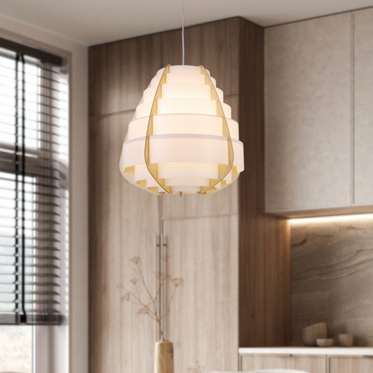 Hanging lamp beige wood + plastic Nagoja Ledea 50101038