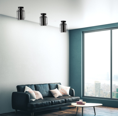 Plafonnier Jonera noir 1X40 E27 abat-jour fumé 31-08404