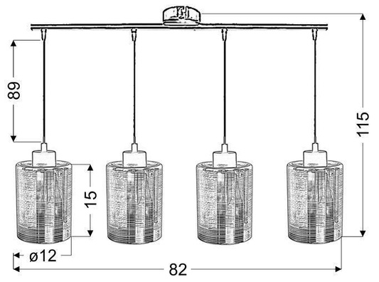 Suspension chrome lamelle verre abat-jour 3D 4x40W Nocturno Candellux 34-57723