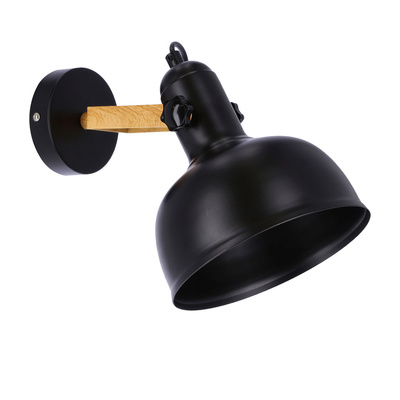 Wandleuchte schwarz / Holz verstellbare Lampe E27 40W Reno 21-76748
