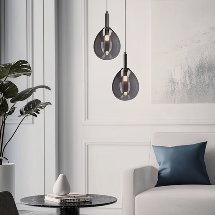 Lampa wisząca szklana LUKKA ze srebrnym kloszem – elegancka lampa do jadalni i salonu LED