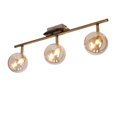 Lentini Ceiling lamp patina strip 3x40w g9 with amber shade