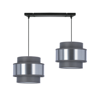 Hare lampa sufitowa czarny 2x40W E27 abażur szary+srebrny