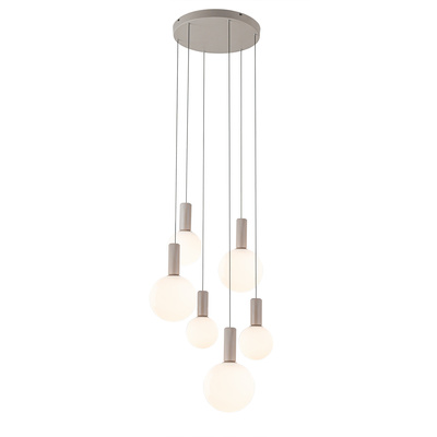 Pendant lamp Testa beige white globe shades 6x10W G9 adjustable