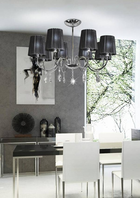 Suspensie crom / negru cu cristale 8x40W Sorento Candellux 38-38067