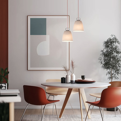 Lampa wisząca SEWILLA biała - z ceramicznym kloszem - skandynawska lampa do kuchni i jadalni