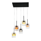 Suspension Glaxi abat jours en verre colorés 5xGX53 au dessus de table pour salon et salle à manger