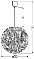 Lampa wisząca kula 30cm 1xE27 biała CARUBA 31-26944
