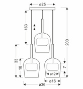 Lampa suspendata Glaxi abajururi de sticla colorate tripla deasupra mesei 3xGX53