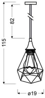 Hängende Deckenleuchte aus schwarzem Draht 1x60W Graf Candellux 31-62888