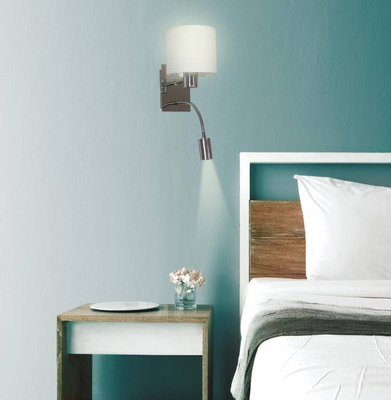 Applique blanc / chrome avec interrupteur E14 + LED Sylwana Candellux 21-28648