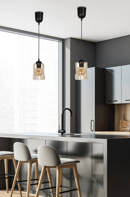 Lampa wisząca szklana czarna/bursztynowa Felis 31-00156