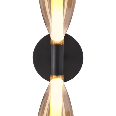 Nordic double glass wall light amber shades for living room and bedroom G9