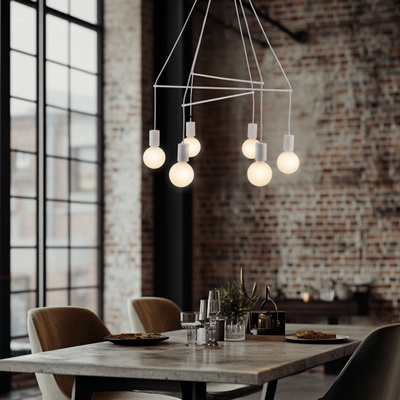 Hanging lamp white matt 6xE27 two-circuit Alto Candellux 36-70920