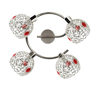 Plafonnier Spirale 4xG9 chrome+rouge Aron 98-12265