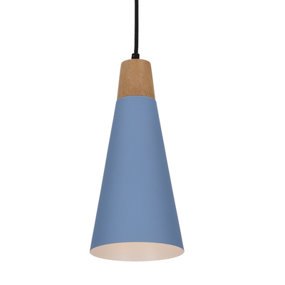 Hanging lamp blue metal + wood Faro Ledea 50101258