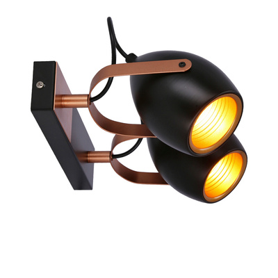 Verstellbare Spotlampe in Schwarz und Kupfer E14 2x40W Anica 92-81797