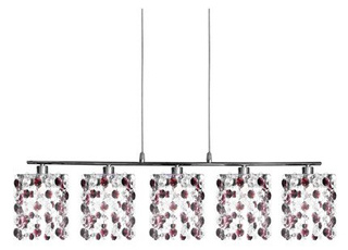 Lampe suspendue bordeaux + cristaux 5xG9 Classic 35-97029