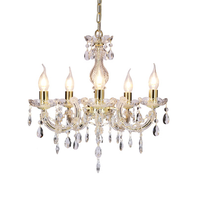 Gold crystal chandelier 5xE14 Maria Teresa Candellux 35-94646