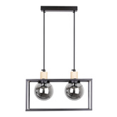 Hanging lamp black metal smoked 2xE27 Retro 2 32-00750
