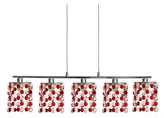 Suspensie crom / cristale rosii 5x40W G9 Classic 35-59300