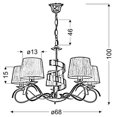 Hanging lamp chrome / gold 5xE14 chandelier Denis 35-23445