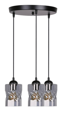 Suspension noir/plaque fumée 3xE27 Felis 33-00200