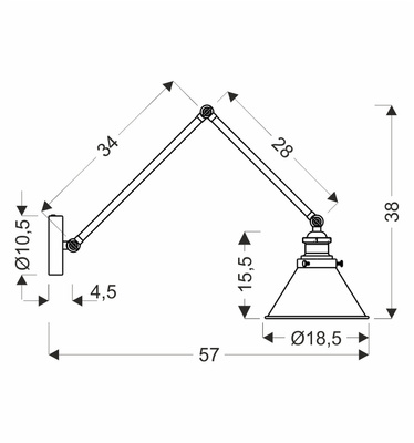 Fundo lamp sconce black+gold 1X40 E27 black shade 21-05908