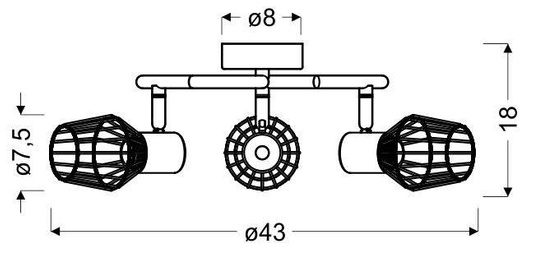 Spiraldeckenleuchte 3X40W E14 grau VIKING 98-68040