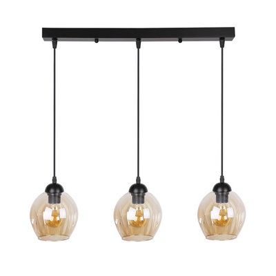 Suspensie din sticla neagra / maro 3xE27 Aspa 33-00606