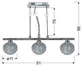 Suspension chromée avec un abat-jour en verre tressé 3x40W Sphère Candellux 33-14023