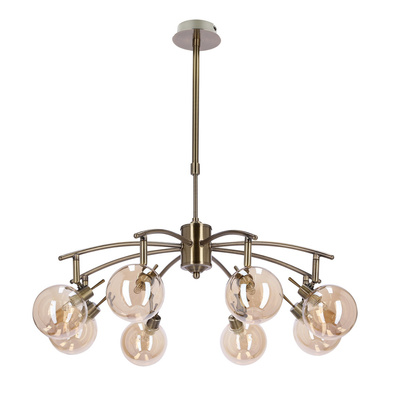 Suspension Lentini patine 8x40w g9 avec abat-jour ambre