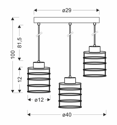 Lampa suspendata placa neagra 3xE27 Glob 33-00408