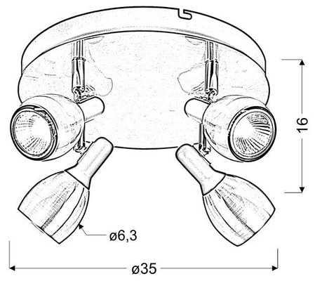 Plafonnier plafond 4xGU10 cuivre CROSS 98-34878