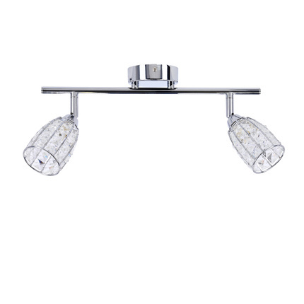 Shiba plafonnier bande chrome 2x15w g9 abat-jour incolore