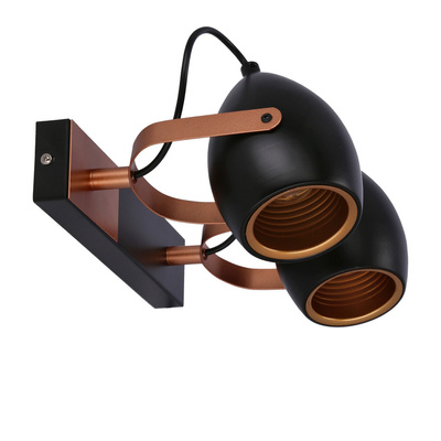 Verstellbare Spotlampe in Schwarz und Kupfer E14 2x40W Anica 92-81797