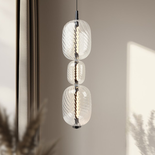 PLAYA lampă suspendată negru 12W LED 3000K abajur transparent