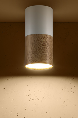 Deckenleuchte weiß/Holz GU10 25W Röhre Candellux 2273655
