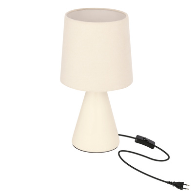Lampka nocna Satti ceramiczna z abażurem beżowa do sypialni na stolik nocny