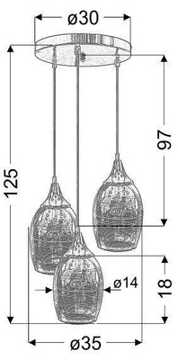 Lampa suspendata abajururi oglinda cromate 3x60W Marina Candellux 33-60181