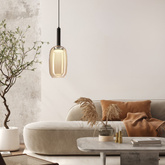 Suspension Bueno verre abat jour ambre simple GX53