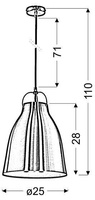 Plafoniera suspendata 1X60W E27 cupru PENSILVANIA 31-39347